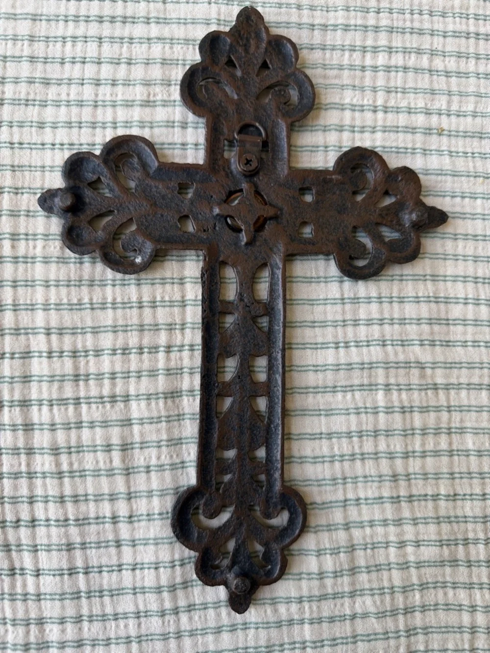 Source Unknown Brown Ornate Wall Cross with Amber Accent